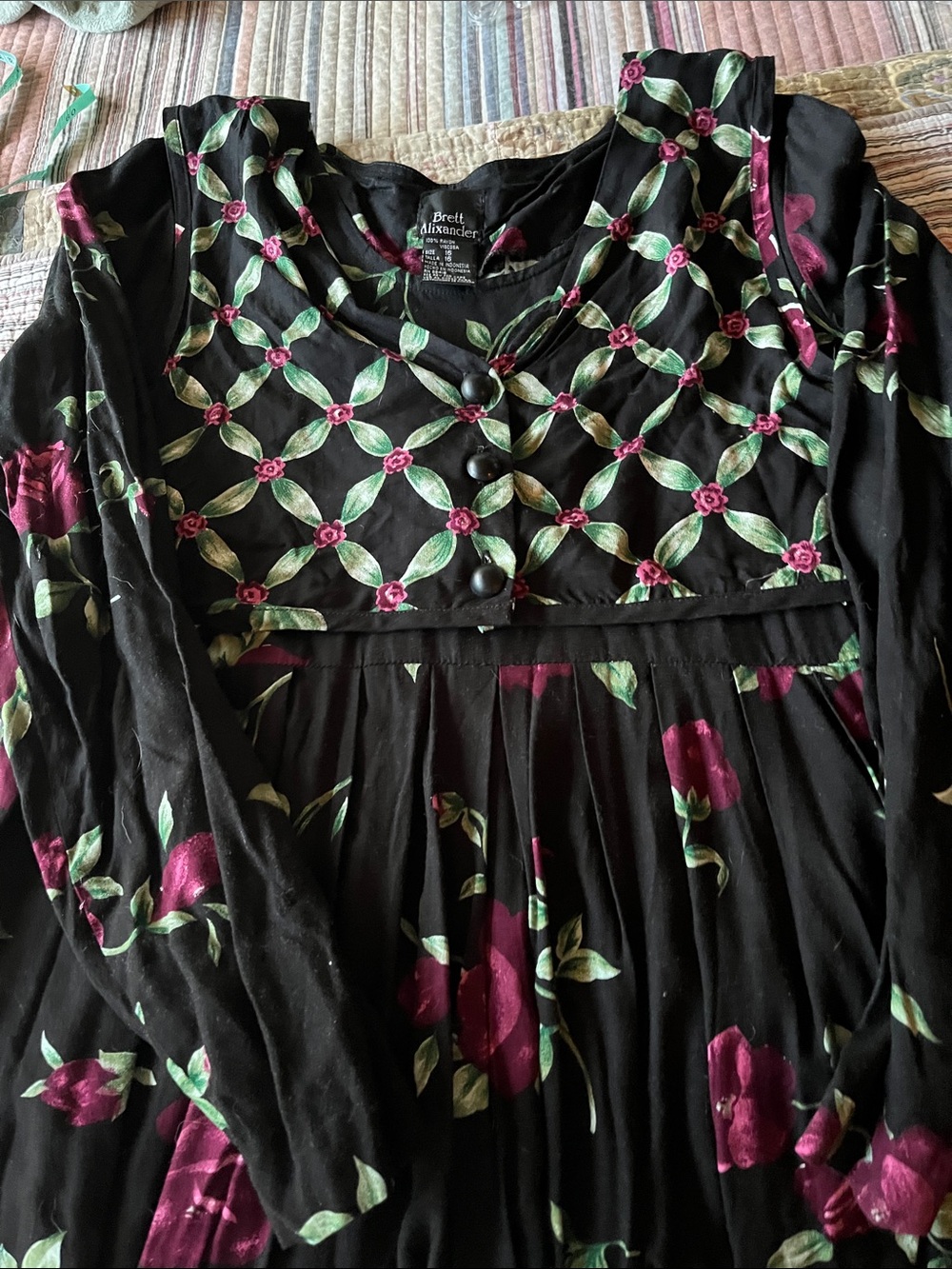 Brett Alixander Rose Floral Maxi Dress Size 16 Layered Overlay Bodice